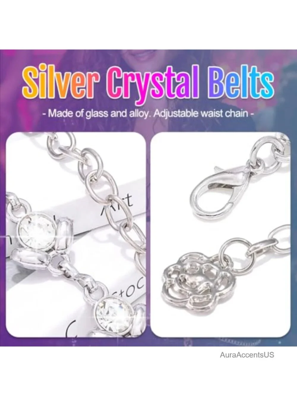 Rhinestone Chain Belt Bling Waist Accessory for Dress Wedding Party